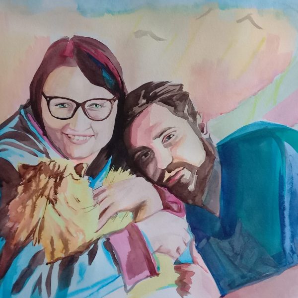 portret namalowany z okazji rocznicy ślubu
